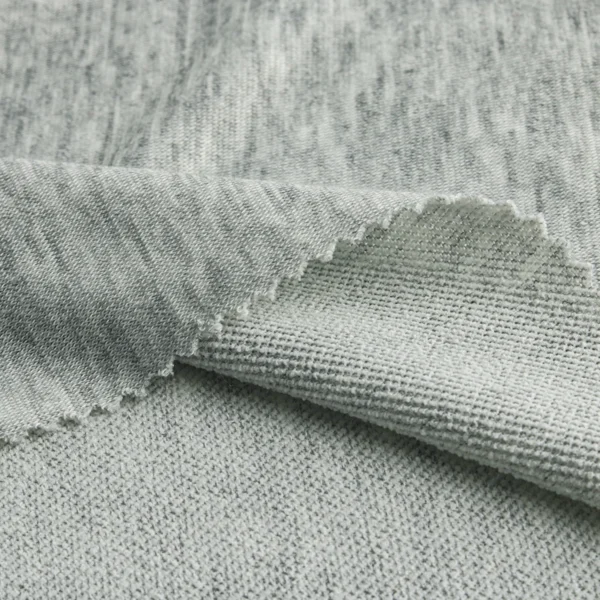 Polyester french terry fabric in melange grey color FT165