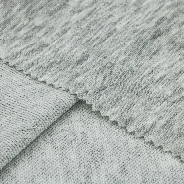 Polyester french terry fabric in melange grey color FT165