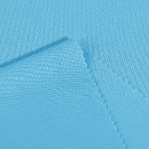 Polyester Interlock fabric in blue I-B7440