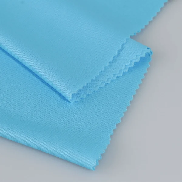 Polyester Interlock fabric in blue I-B7440