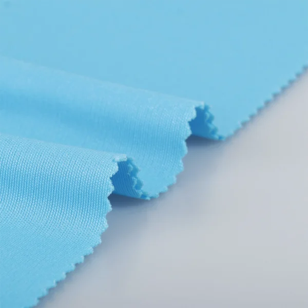 Polyester Interlock fabric in blue I-B7440