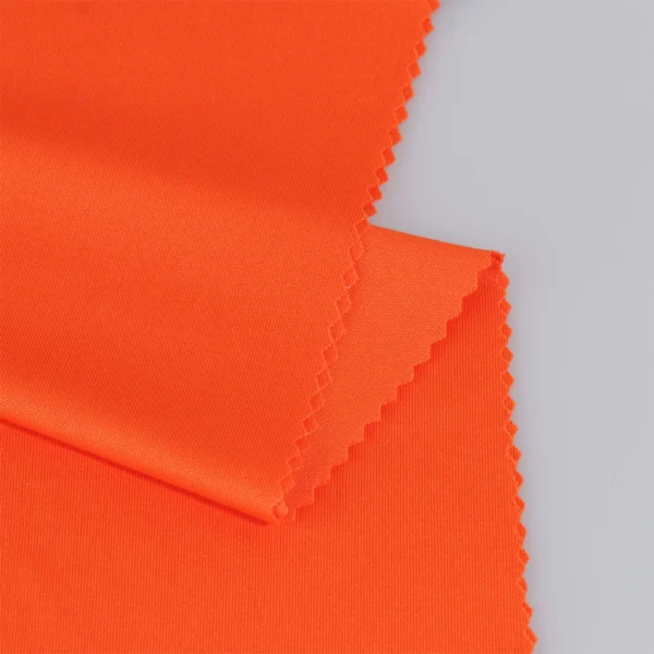 Polyester interlock fabric in orange color I380