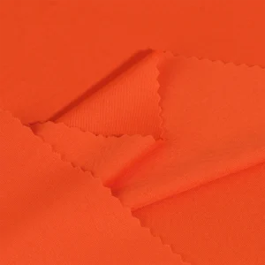 Polyester interlock fabric in orange color I380