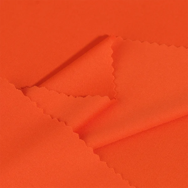 Polyester interlock fabric in orange color I380