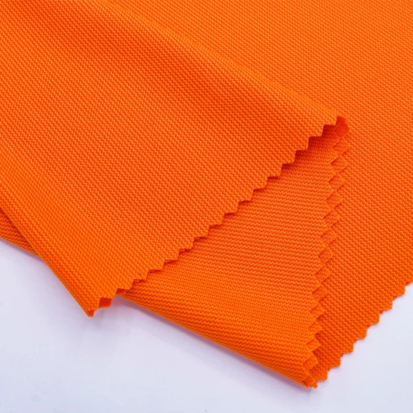 Polyester interlock fabric in orange color I537