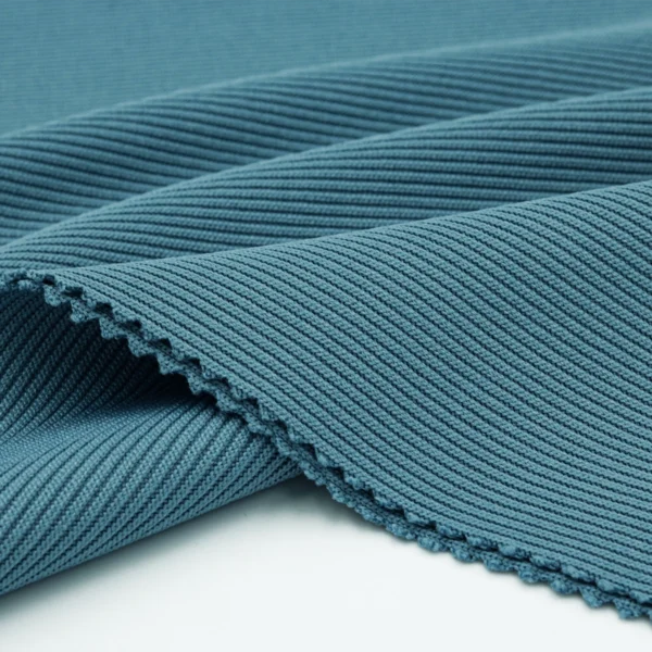 Polyester rib knit 2x2 fabric fabric in green IR2