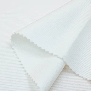 Polyester rib knit 2x2 fabric fabric in white IR2