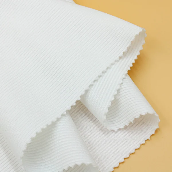 Polyester rib knit 2x2 fabric fabric in white IR2