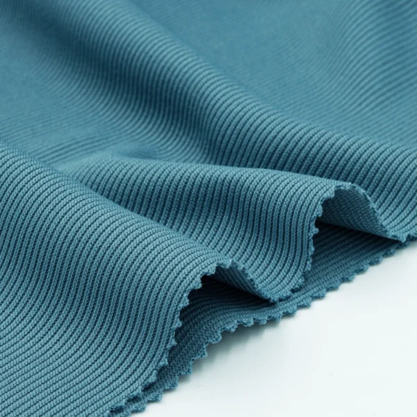 Polyester rib knit 2x2 fabric fabric in green IR2