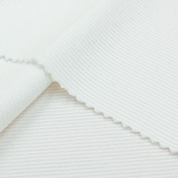 Polyester rib knit 2x2 fabric fabric in white IR2