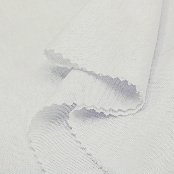 Polyester single jersey fabric in pearl white color KS766