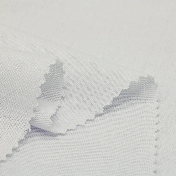 Polyester single jersey fabric in pearl white color KS766
