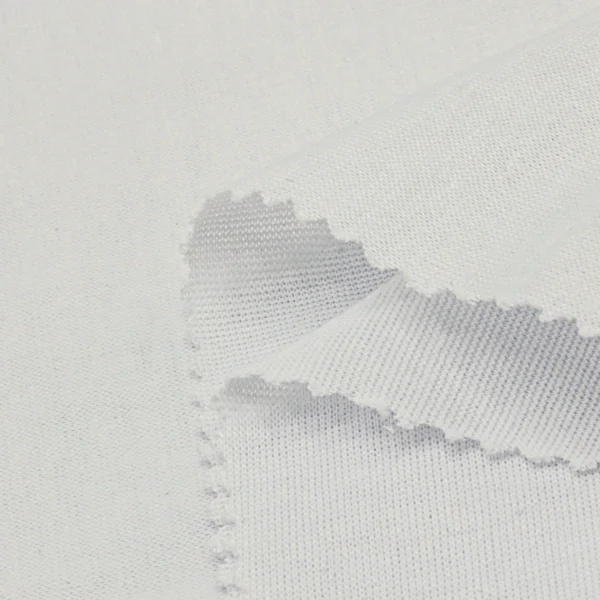 Polyester single jersey fabric in pearl white color KS766