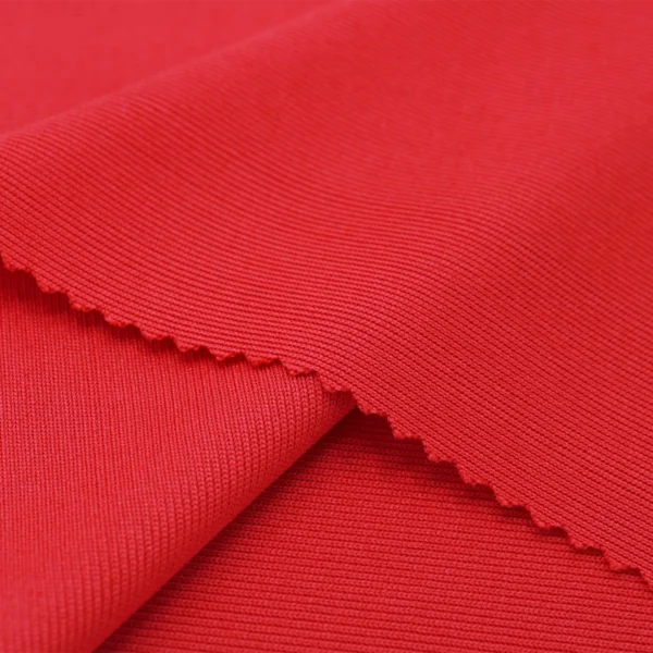 Polyester rib knit 1x1 fabric in red R106-BB4227