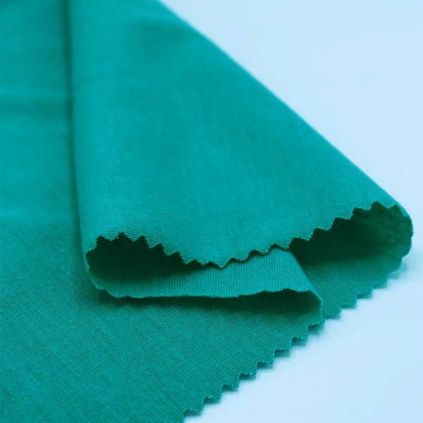 Polyester single jersey fabric in green color S586-O9340