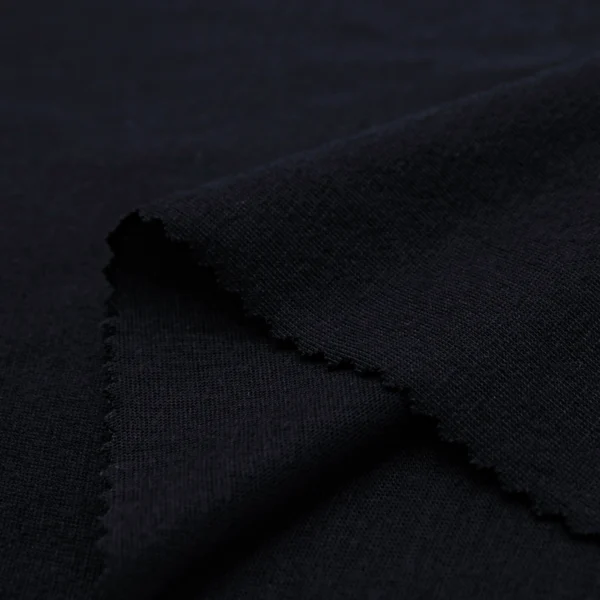 Polyester single jersey fabric in black color S597-O93