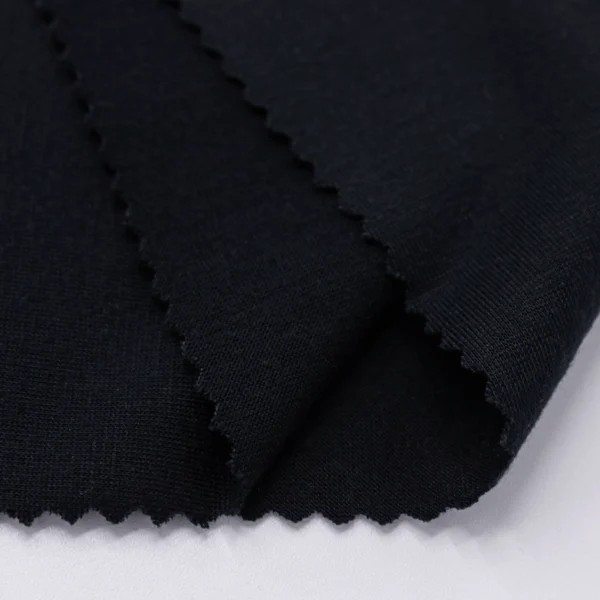 Polyester single jersey fabric in black color S597-O93