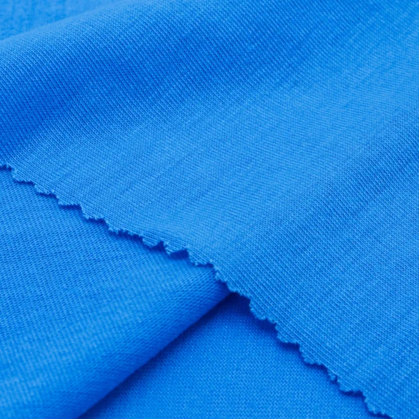 Polyester single jersey fabric in sky blue color S597-O93