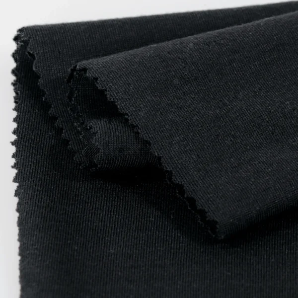 Polyester single jersey fabric in black color S677