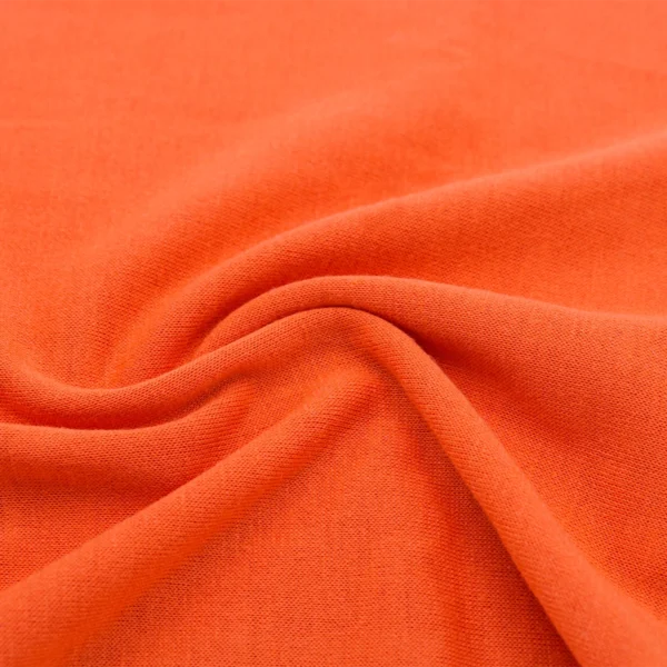 Polyester single jersey fabric in orange color S715
