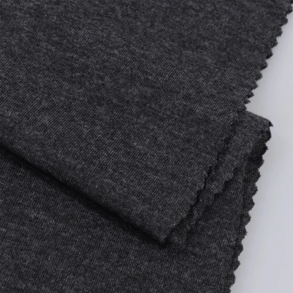 Polyester single jersey fabric in top dyed grey color TS701