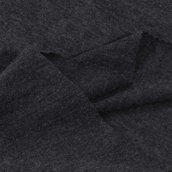Polyester single jersey fabric in top dyed grey color TS701