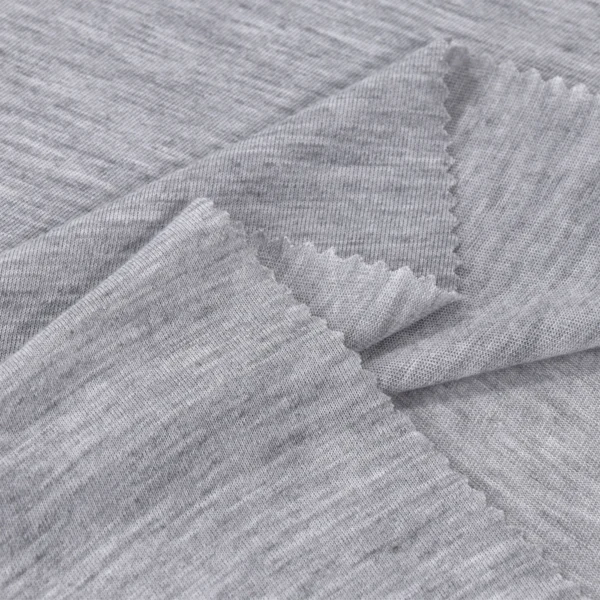Polyester single jersey fabric in top dyed grey color TS102
