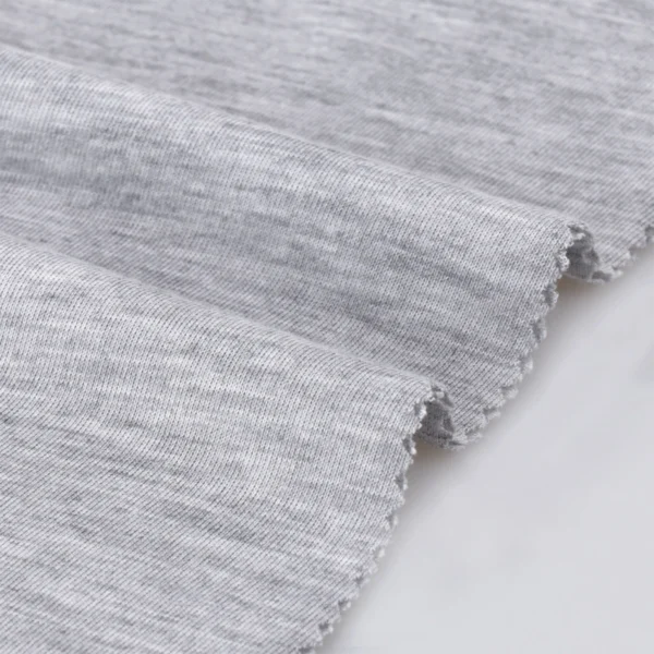 Polyester single jersey fabric in top dyed grey color TS102