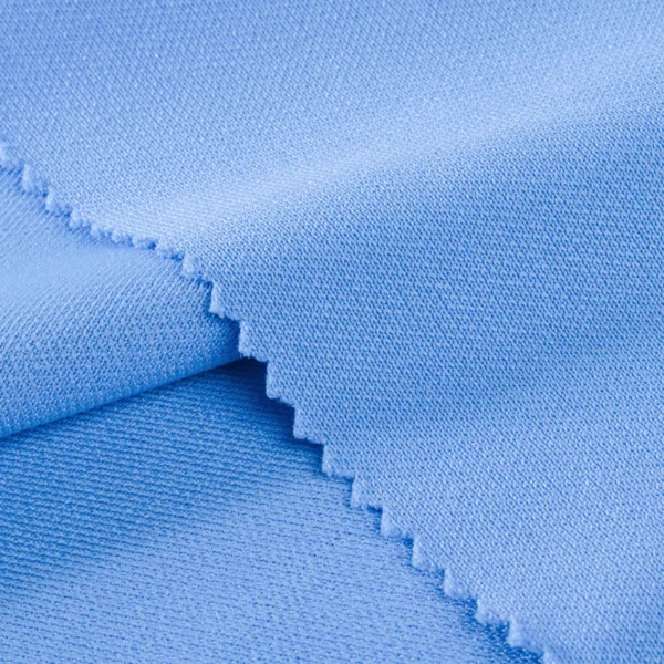 Polyester double knit fabric in blue ID-C5229