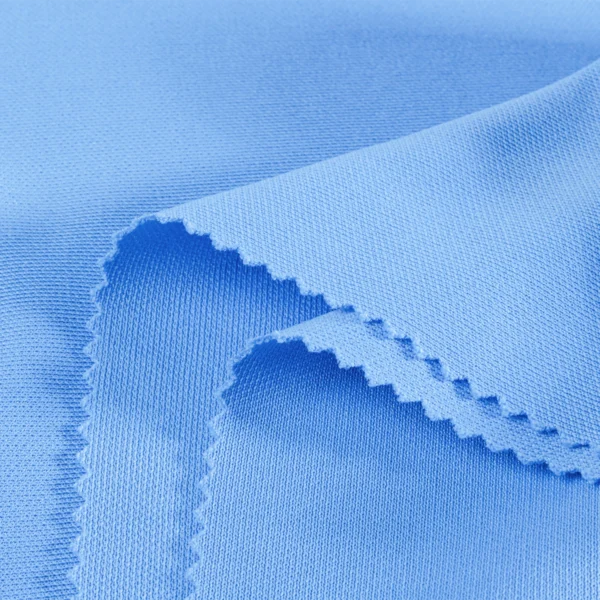 Polyester double knit fabric in blue ID-C5229