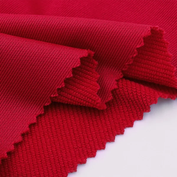 ผ้าโพลีเอสเตอร์ ผ้าเกล็ดปลา สีแดง FS038
