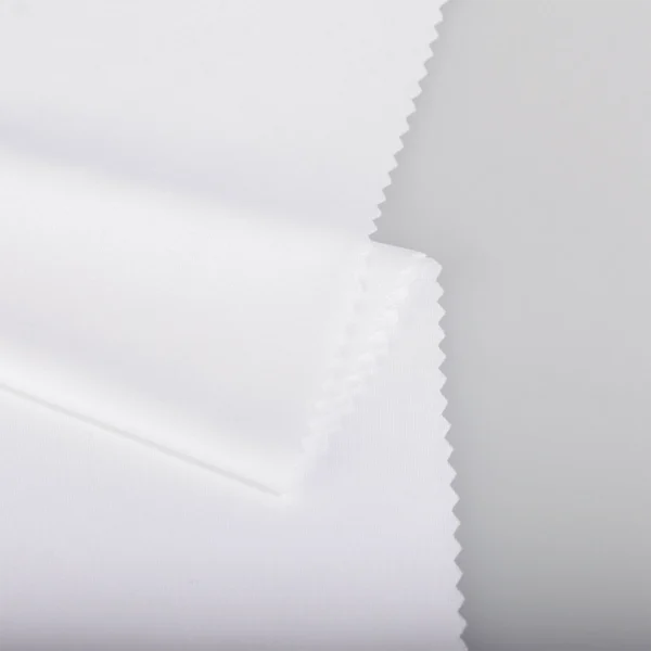 ผ้าโพลีเอสเตอร์ ผ้าอินเตอร์ล็อค ผ้าเรียบไมโคร สีขาว QI396