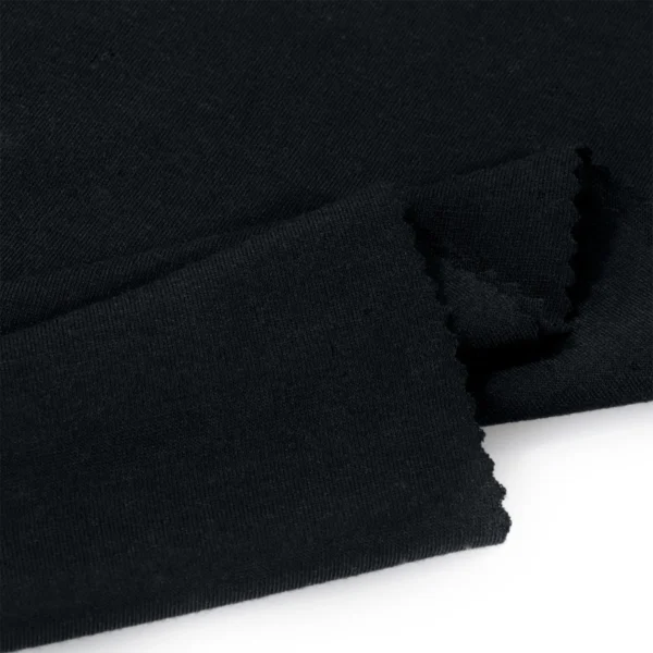ผ้าโพลีเอสเตอร์ ผ้าทีเค ผ้าซิงเกิลเจอร์ซีย์ สีดำ S677