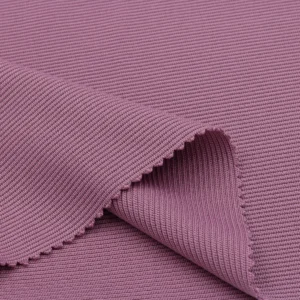 ผ้าโพลีเอสเตอร์ ผ้าร่อง 2x2 สีม่วงองุ่น IR2