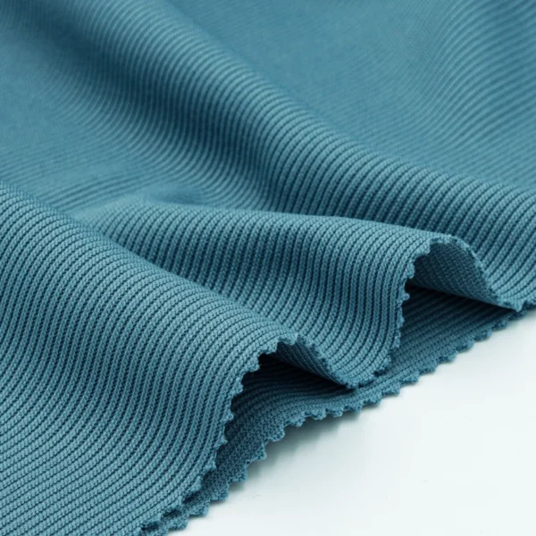 ผ้าโพลีเอสเตอร์ ผ้าร่อง 2x2 สีเขียวอมฟ้า IR2