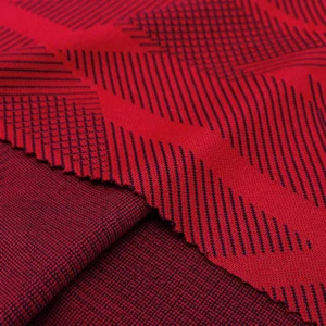 ผ้าโพลีเอสเตอร์ ผ้าแจ็คการ์ดอินเตอร์ล็อค ผ้าเรียบไมโคร สีแดง PK444