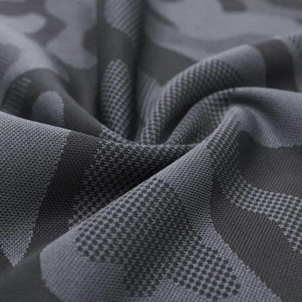ผ้าโพลีเอสเตอร์ ผ้าแจ็คการ์ดอินเตอร์ล็อค ผ้าเรียบ สีเทา camouflage PK512