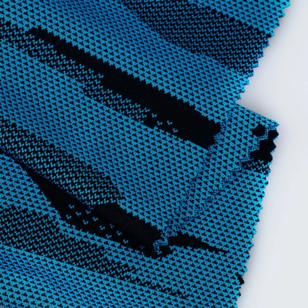 ผ้าโพลีเอสเตอร์ ผ้าแจ็คการ์ดอินเตอร์ล็อค ผ้าเรียบไมโคร สีฟ้า PK823