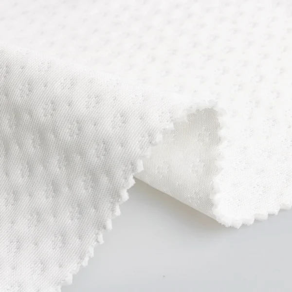 ผ้าโพลีเอสเตอร์ ผ้าอินเลย์ สีขาว ลายจุดคริสตัล PL239-54