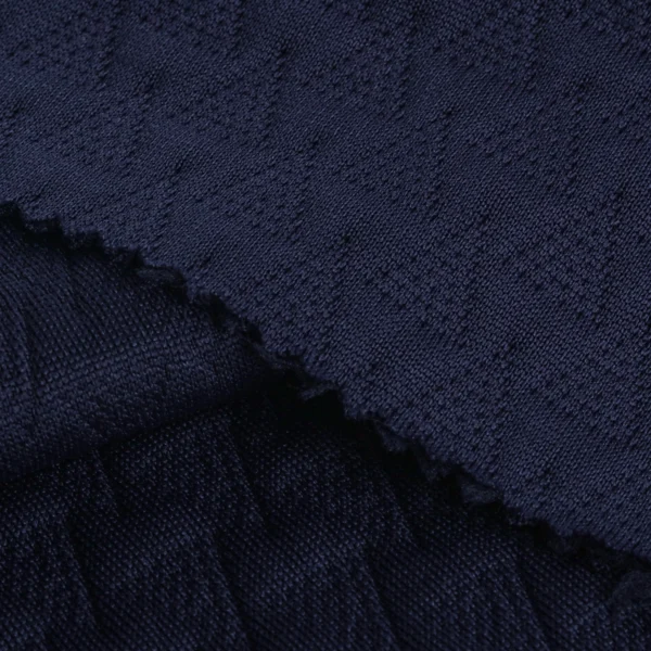 ผ้าโพลีเอสเตอร์ ผ้าอินเลย์ สีกรมท่า ลายจุดสามเหลี่ยม PL244-54